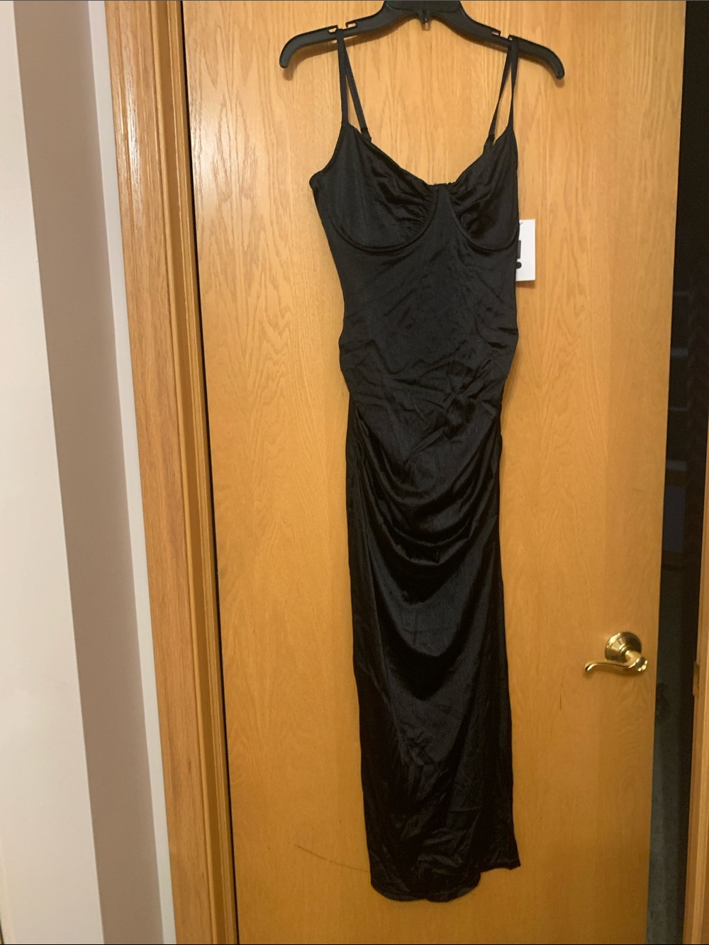 Black Spaghetti-Strap Maxi Dress - Sleek Evening Slip